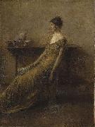 Thomas Dewing Lady in Gold oil